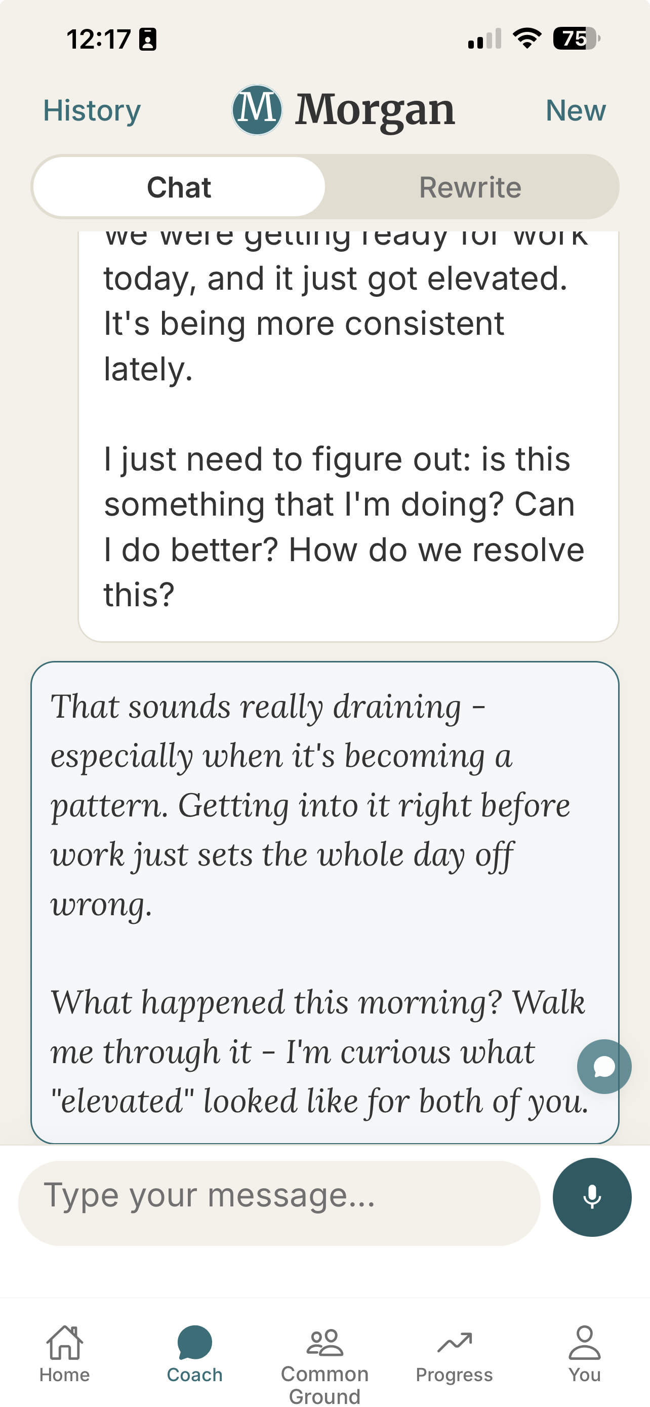 EvenGround — Coach conversation